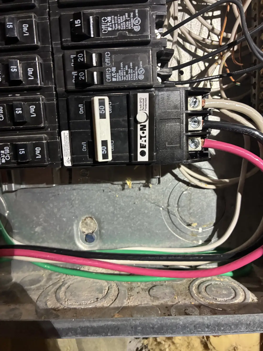 50A GFCI breaker installation for EV charging