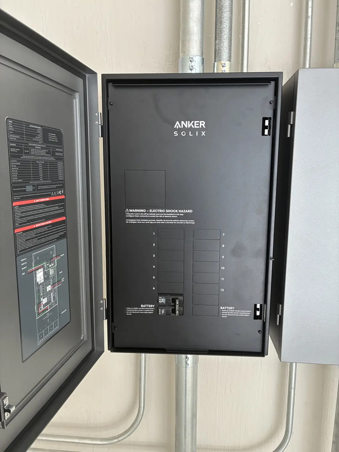 Anker SOLIX transfer switch inner panel, Montgomery OH