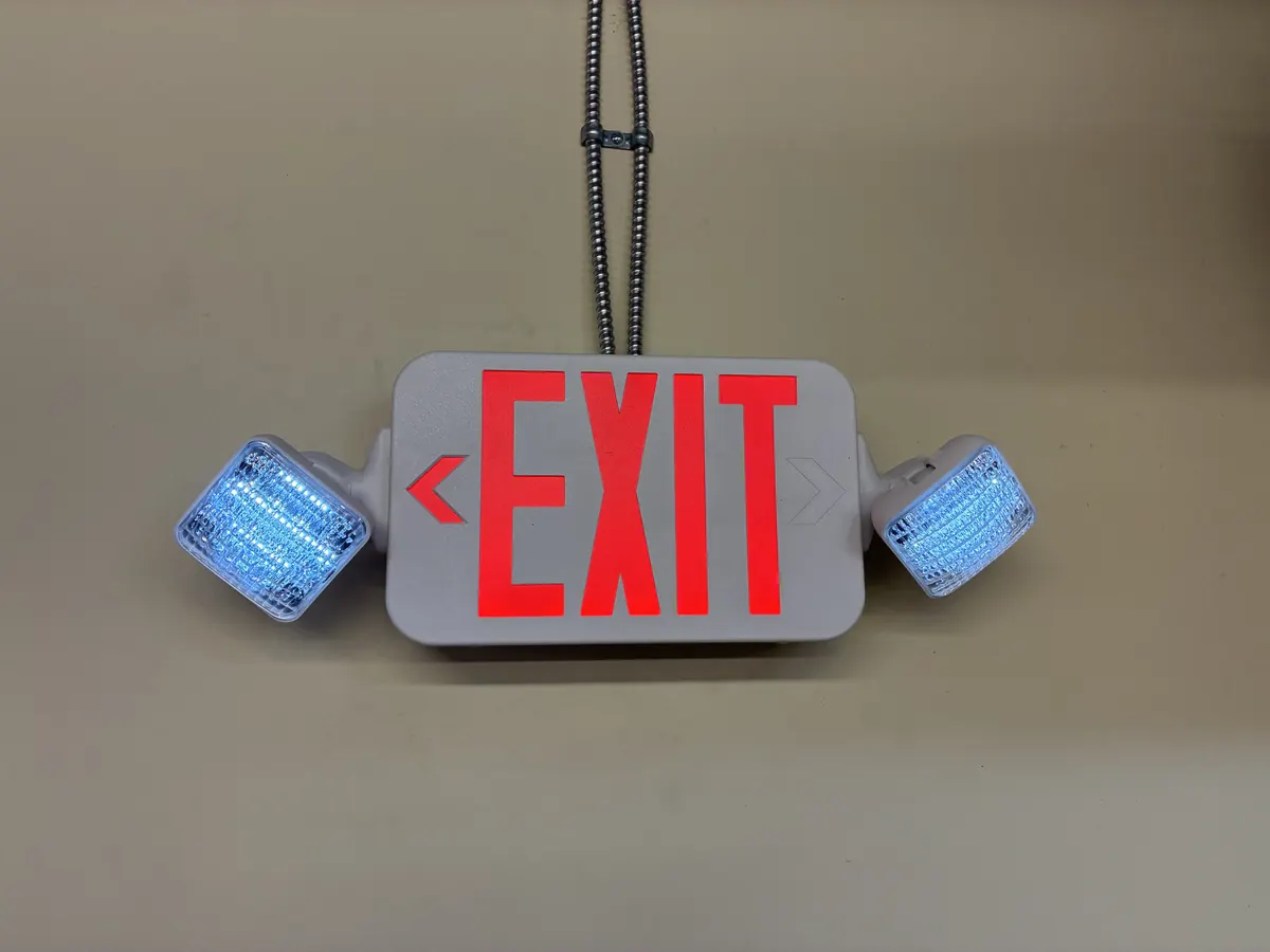 Exit sign and emergency lighting combo installation
