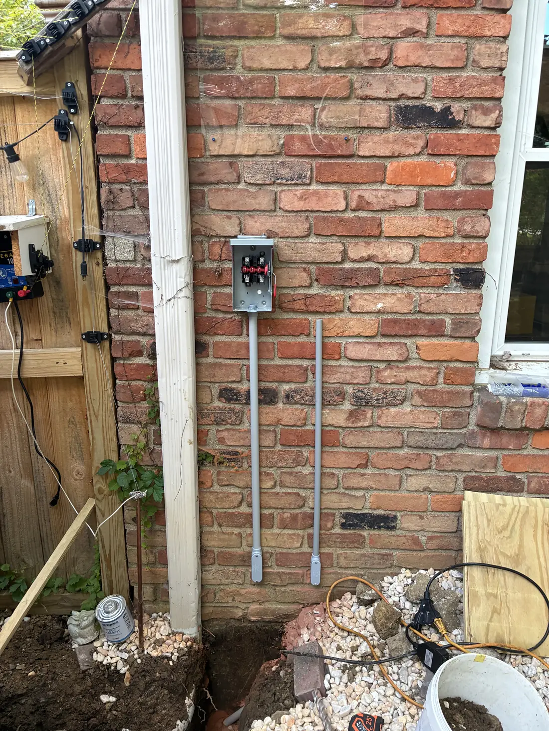 Outdoor disconnect and conduit rough-in